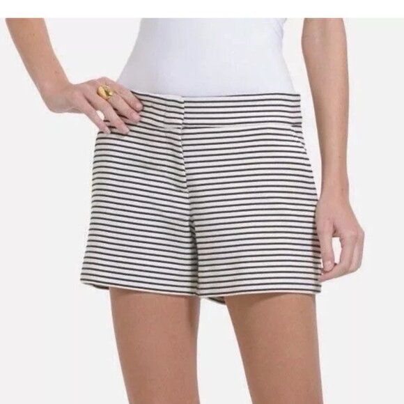 BCBG MaxAzria Black White Striped Low Rise Ribbed Shorts M - Picture 1 of 6